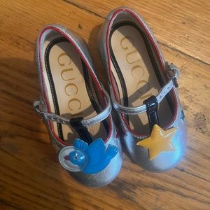 Baby Gucci Ballet Sandals With Bird And Star